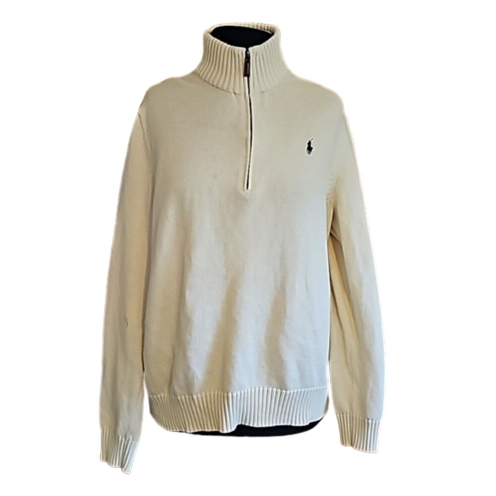 POLO Ralph Lauren  men's 100% cotton 1/4 zipper kint sweater - Picture 3 of 10